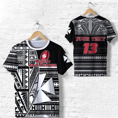 Custom Personalised Wallis And Futuna Rugby T Shirt Polynesian Clever Black - Custom Text And Number