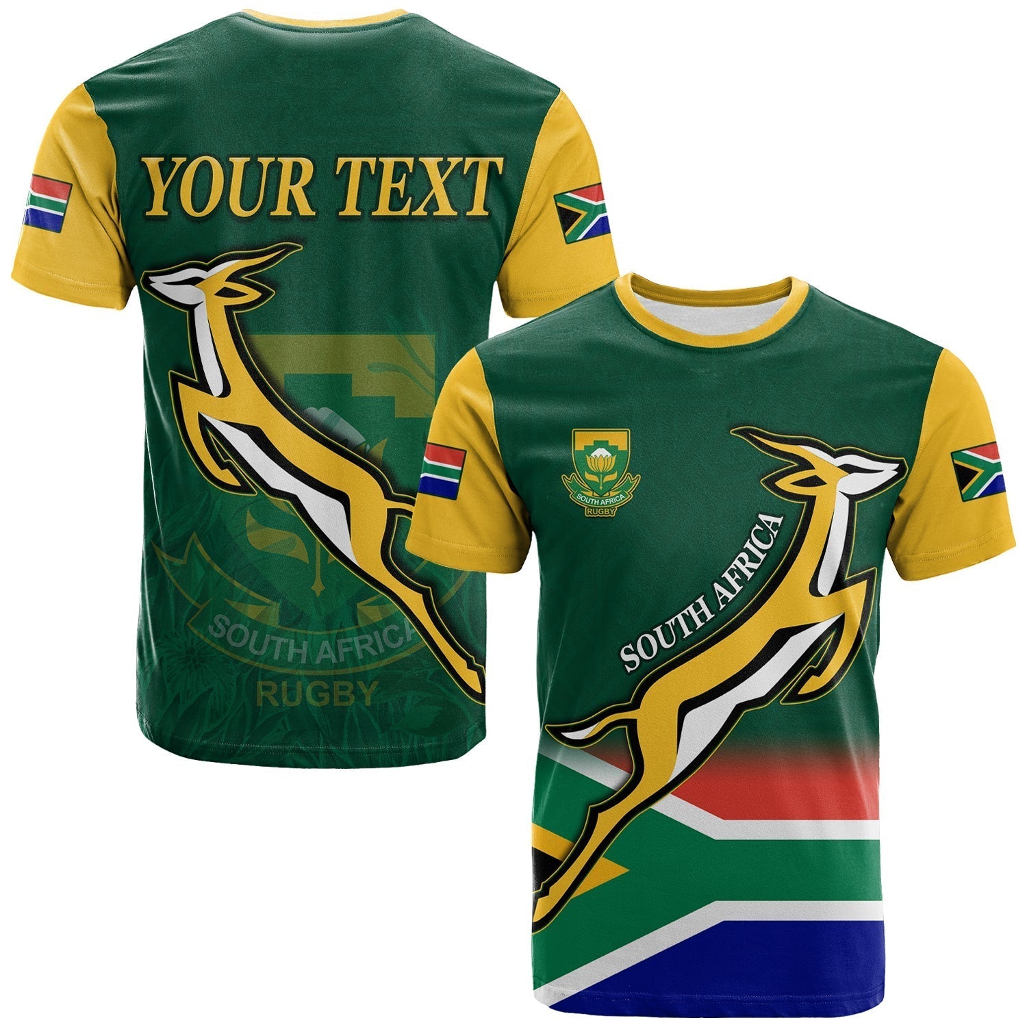 Custom South Africa Rugby T Shirt Springboks Champion Bokke African Pattern Go Bokke