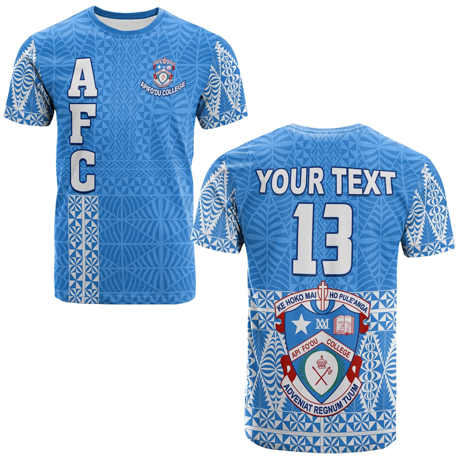 Custom Personalised Apifo'Ou College T Shirt Tongan Pattern Afc Lovers