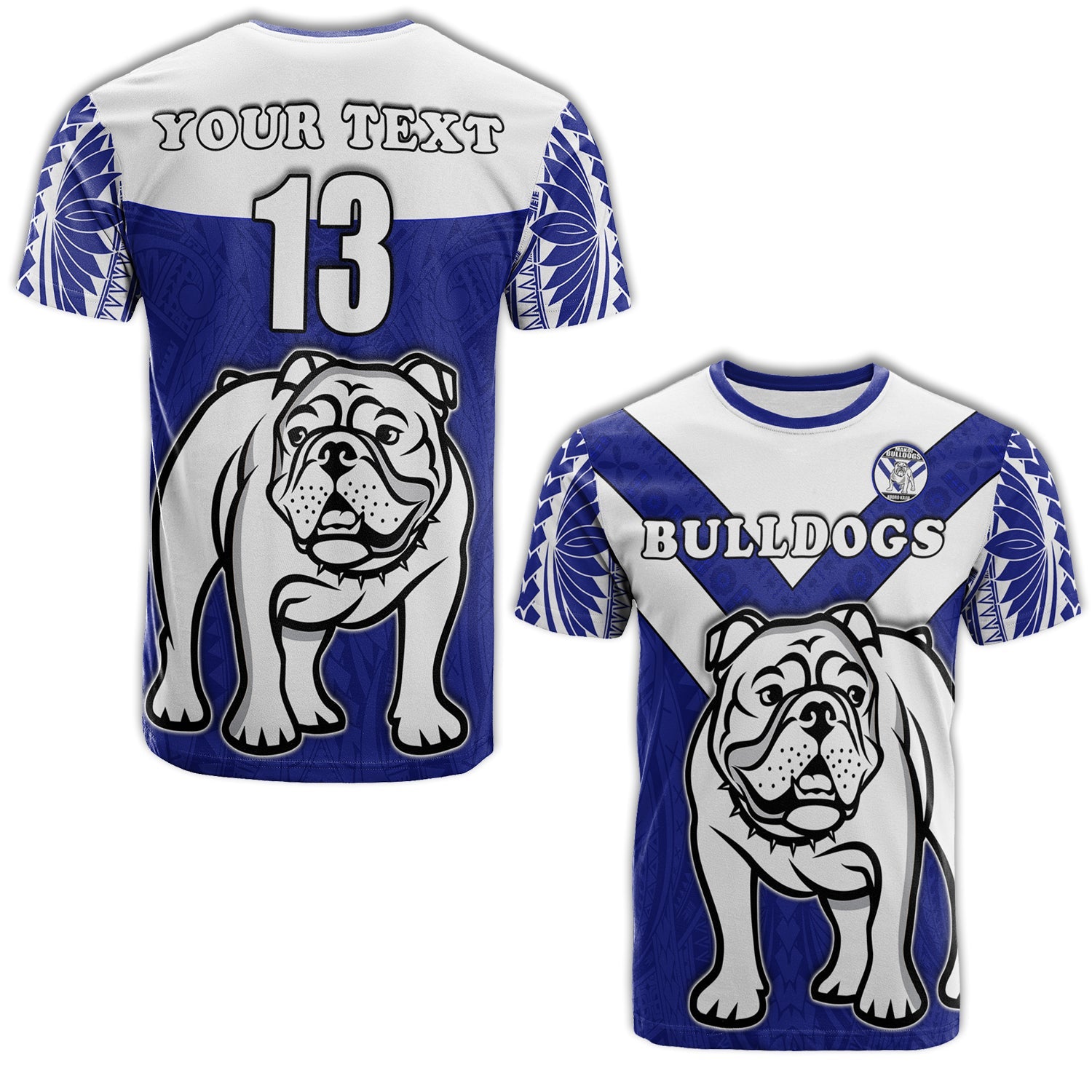(Custom Personalised) Spirit Bulldogs T Shirt Makoi Fiji Rugby Custom Text and Number