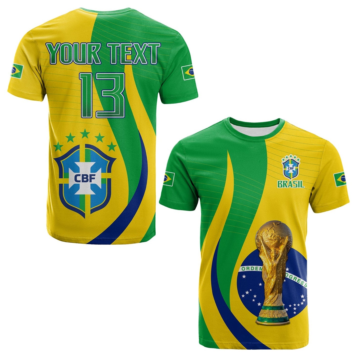 Custom Brazil Football Champions T Shirt Selecao Style Vibe
