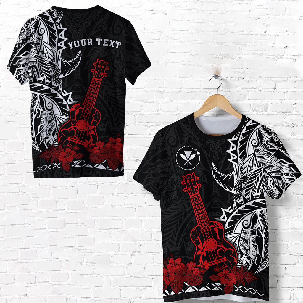 (Custom Personalised) Hawaii Polynesian T Shirt Red Ukulele
