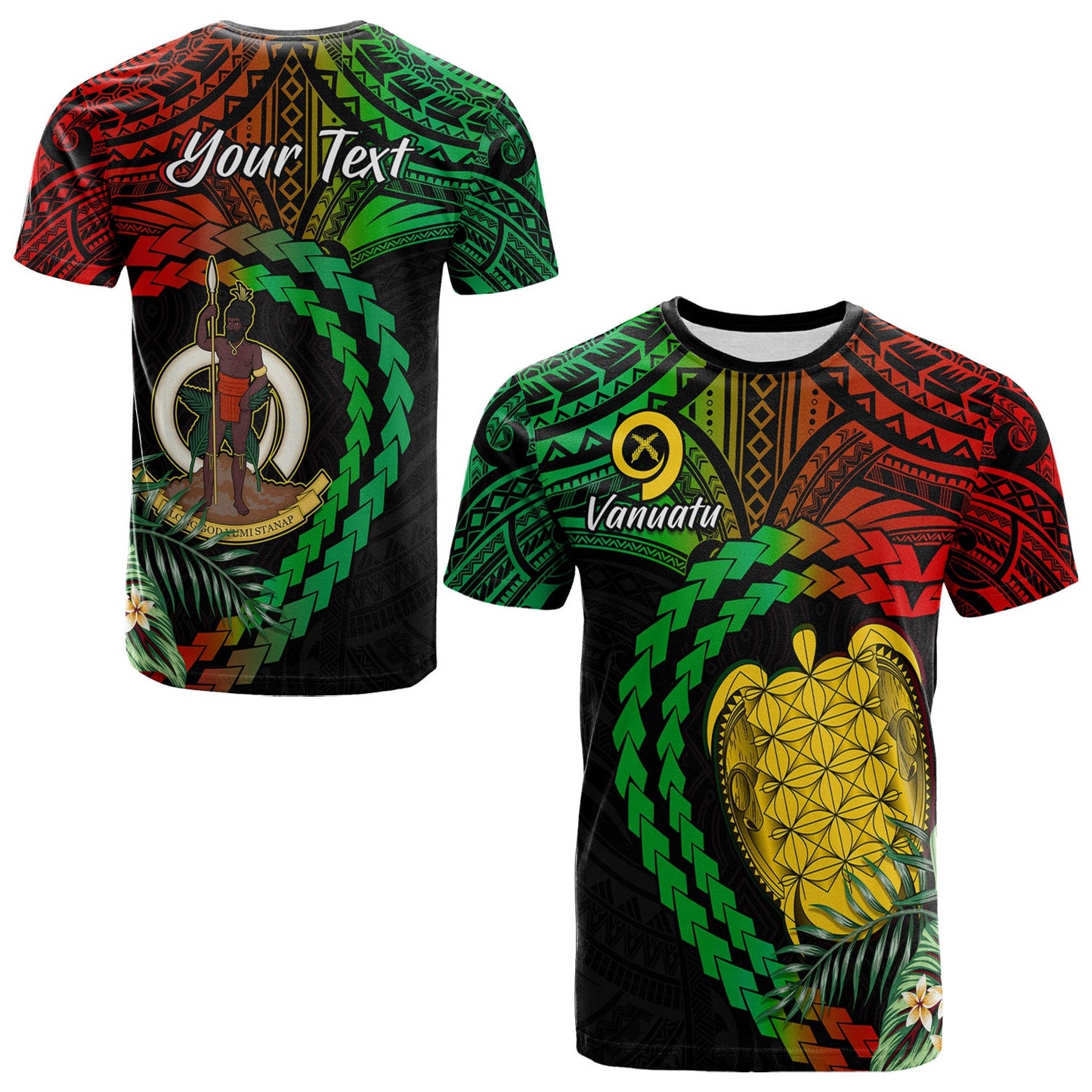 (Custom Personalised) Vanuatu Heart Polynesian T Shirt Turtle Sand Drawings