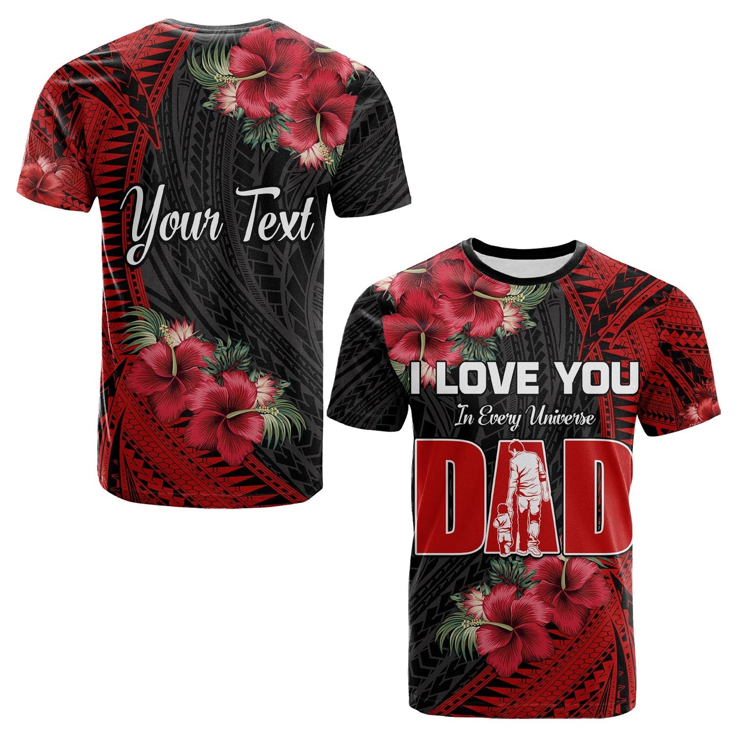 Custom Personalised Happy Fathers Day T Shirt Polynesian Best Dad Ever