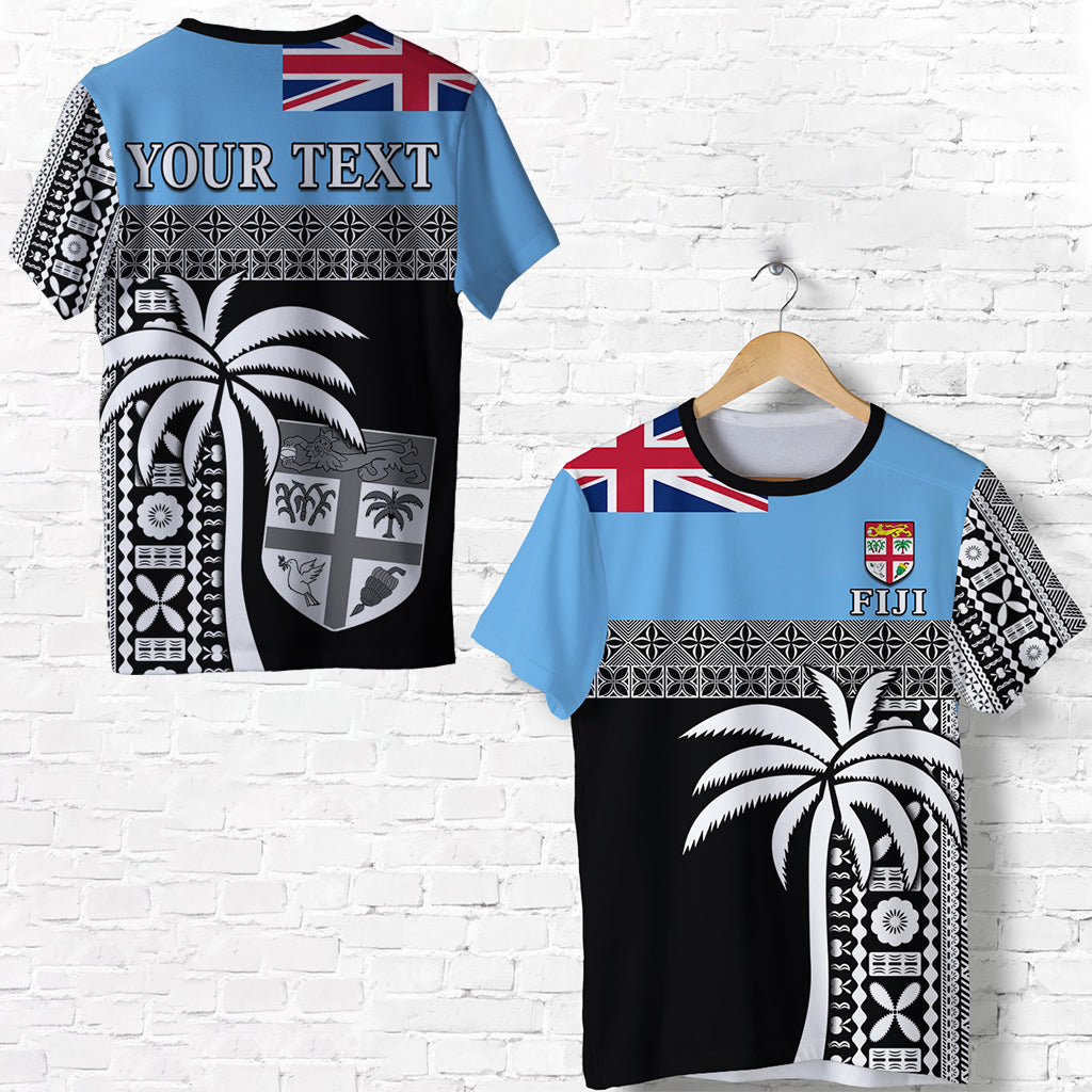 (Custom Personalised) Fiji Tapa Pattern T Shirt Coconut Tree