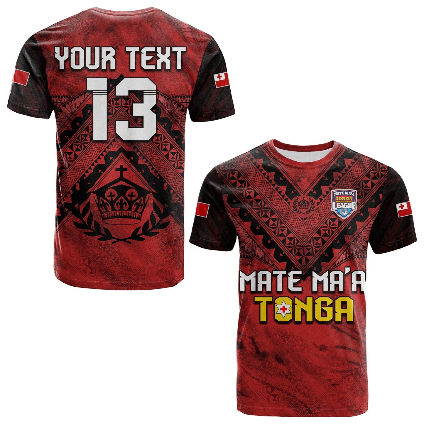 Custom Text And Number Tonga Rugby Mmt T Shirt Ngatu Mate Maa Tonga Grunge