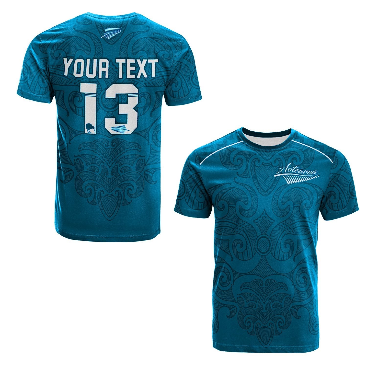 (Custom Personalised) Maori 2021 T Shirt Turquoise Aotearoa Tattoo Custom Text and Number