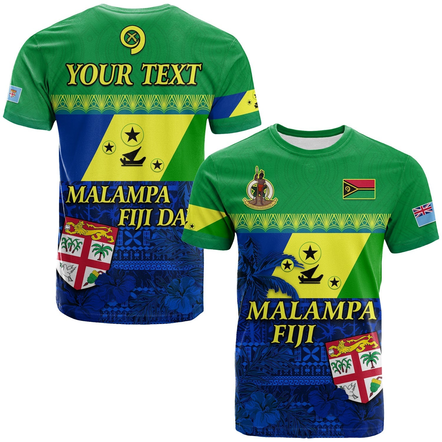 (Custom Personalised) Malampa Fiji Day T Shirt Vanuatu Polynesia mix Flowers