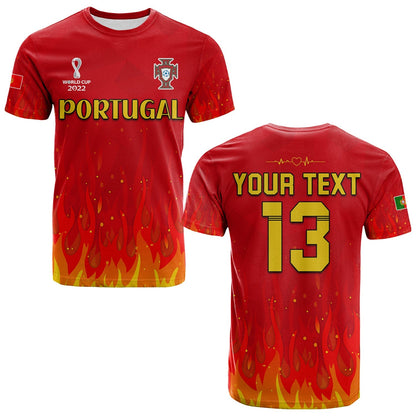 Custom Portugal Football T Shirt Champions Soccer World Cup My Heartbeat Fire