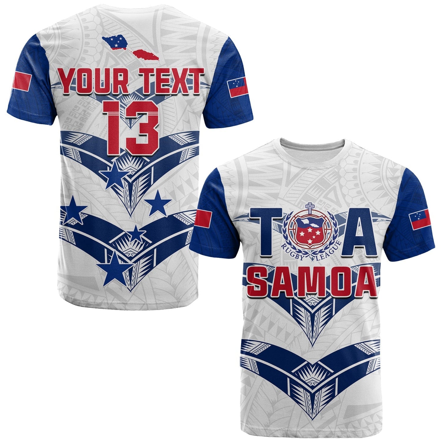Custom Personalise Text And Number Toa Samoa Rugby T Shirt Siamupini Proud White