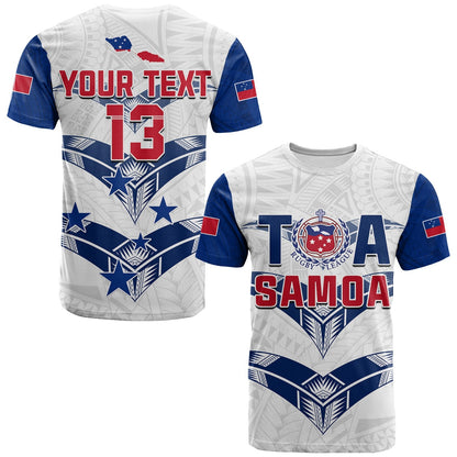 Custom Personalise Text And Number Toa Samoa Rugby T Shirt Siamupini Proud White
