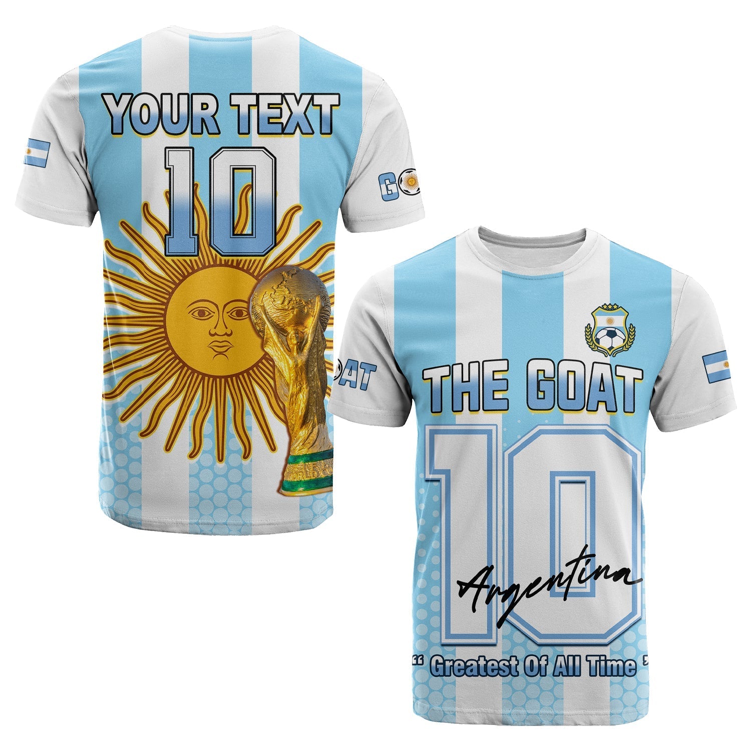 Custom Argentina Football T Shirt Vamos La Albiceleste Soccer World Cup GOAT 2022