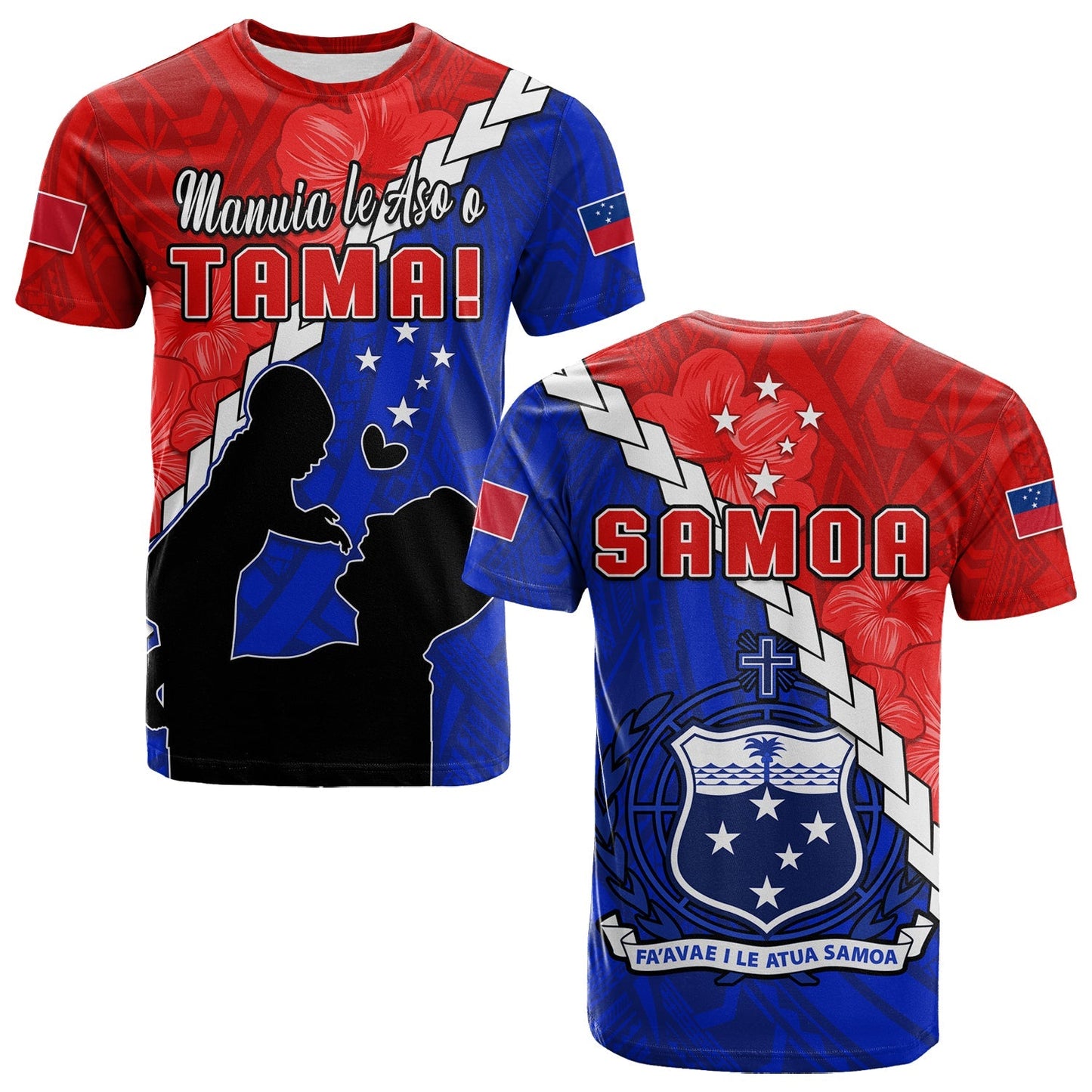 Happy Samoan Fathers Day T Shirt Hibiscus Mix Polynesian Pattern