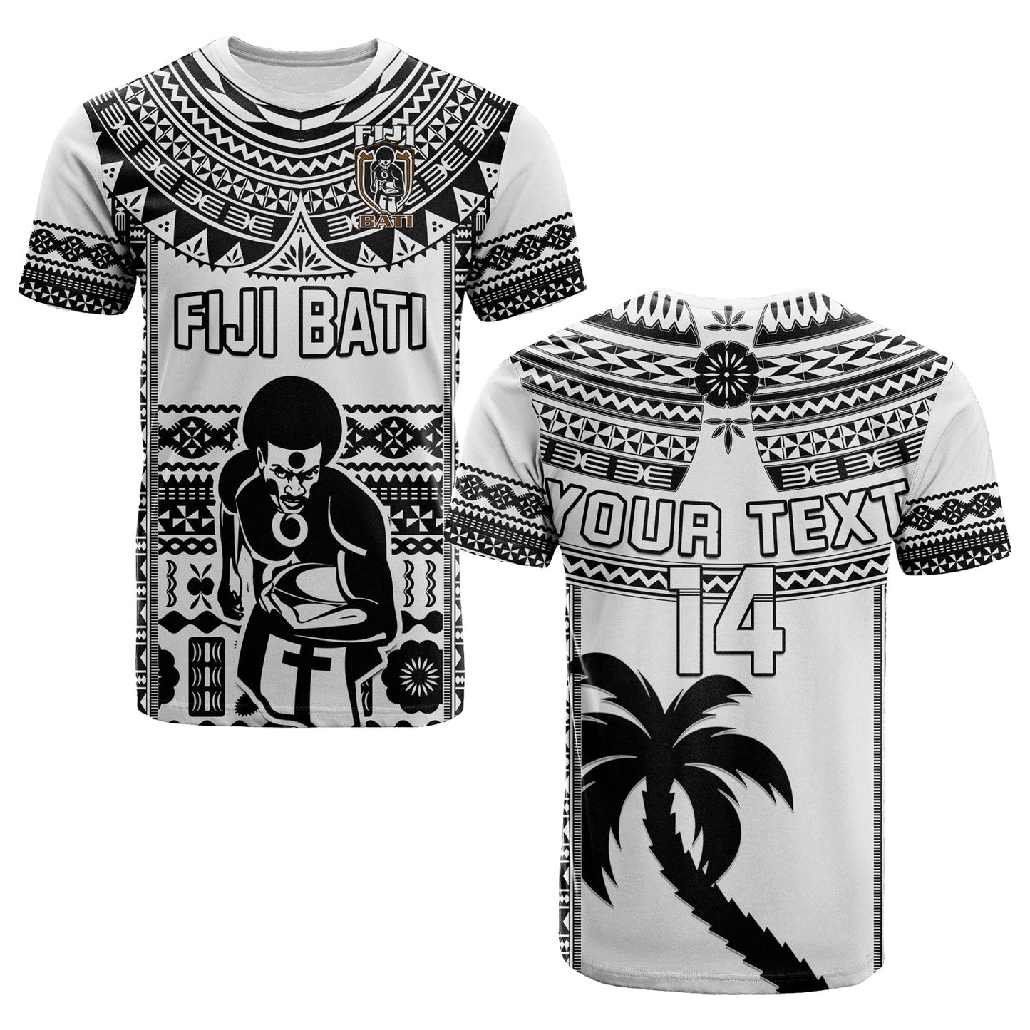 Custom Text And Number Fiji Rugby T Shirt Pacific The Bati Black Fijian Tapa