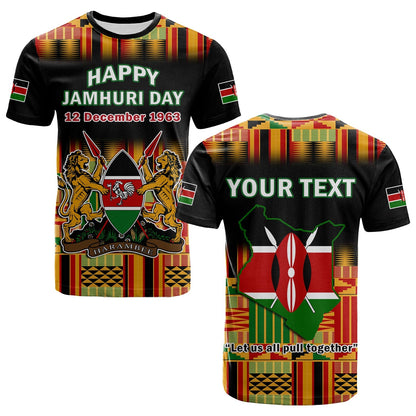 Custom Kenya T Shirt Happy Jamhuri Day Kenyan Pattern