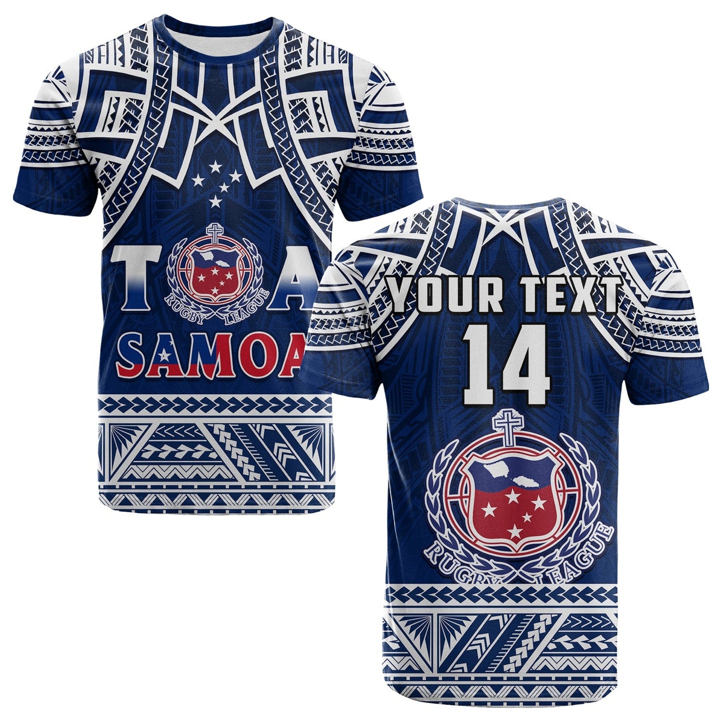 Custom Personalise Text And Number Samoa Rugby T Shirt Toa Samoa Pacific Sporty