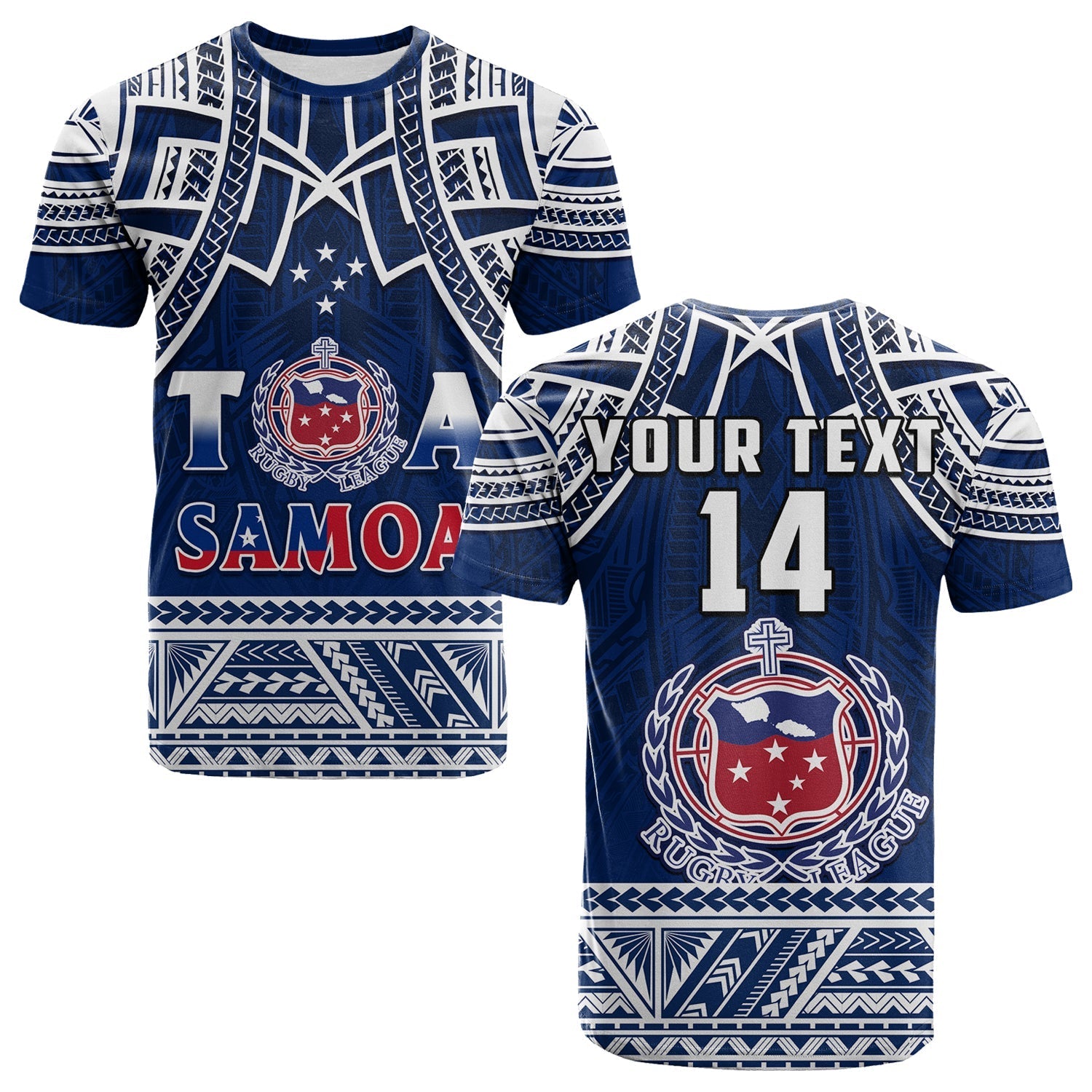 Custom Personalise Text And Number Samoa Rugby T Shirt Toa Samoa Pacific Sporty