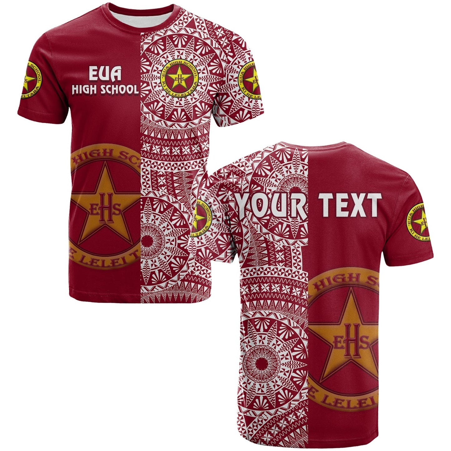 Custom Personalised Tonga Eua High School T Shirt Tongan Ngatu Pattern