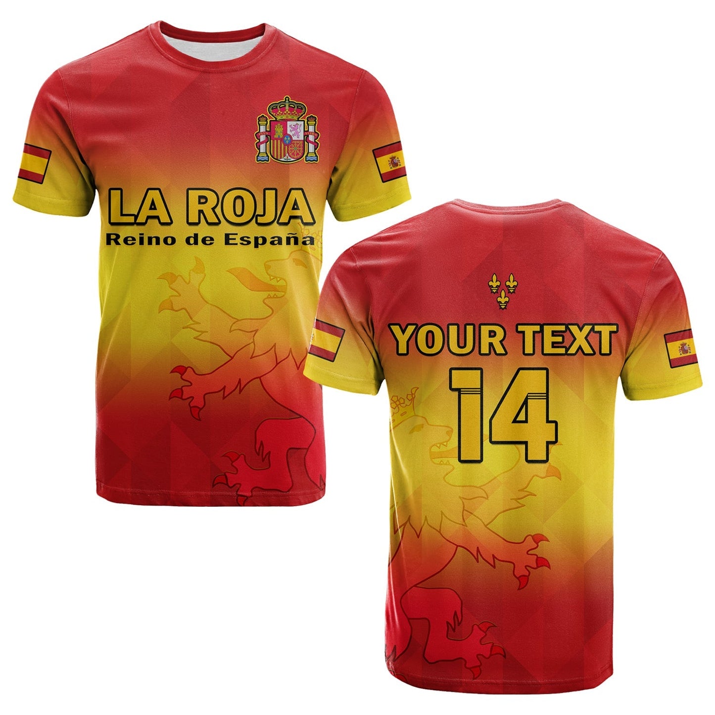 Custom Spain Football T Shirt La Roja World Cup 2022