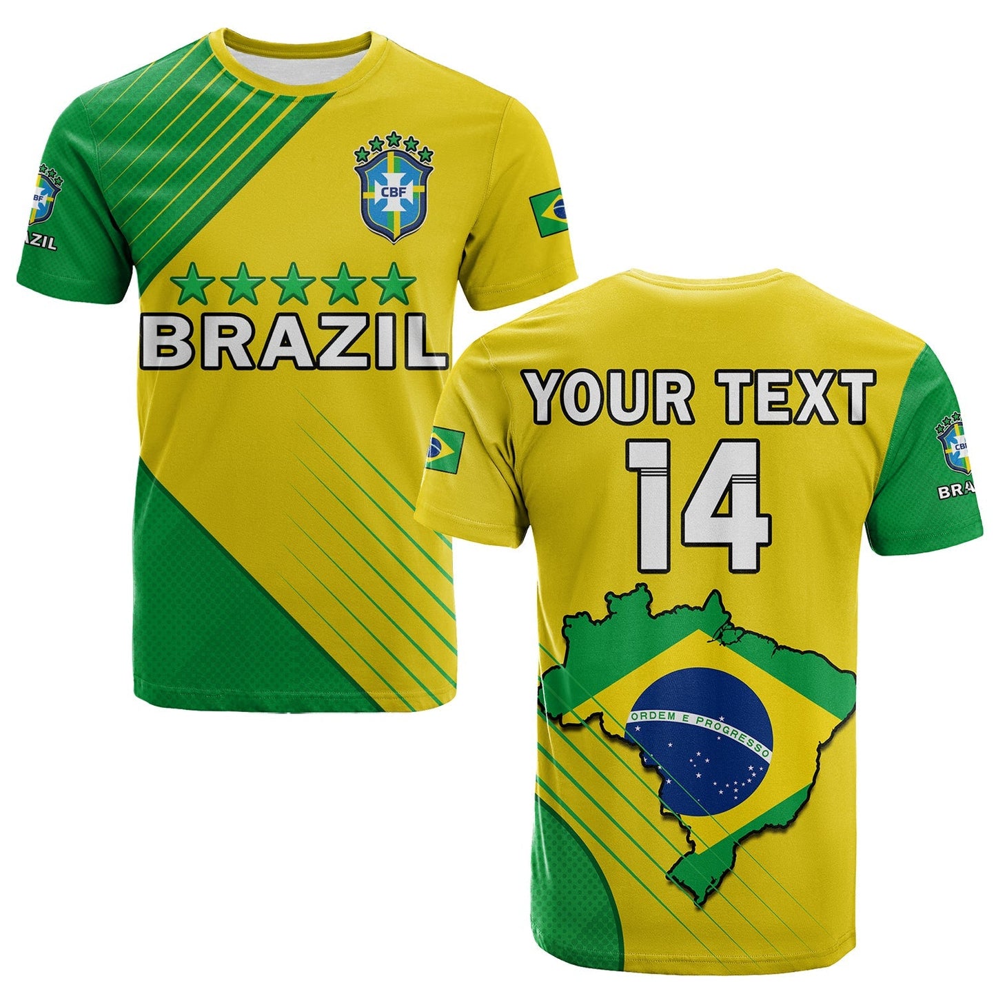 Custom Brazil Football T Shirt Brasil Map Come On Canarinho Sporty Style