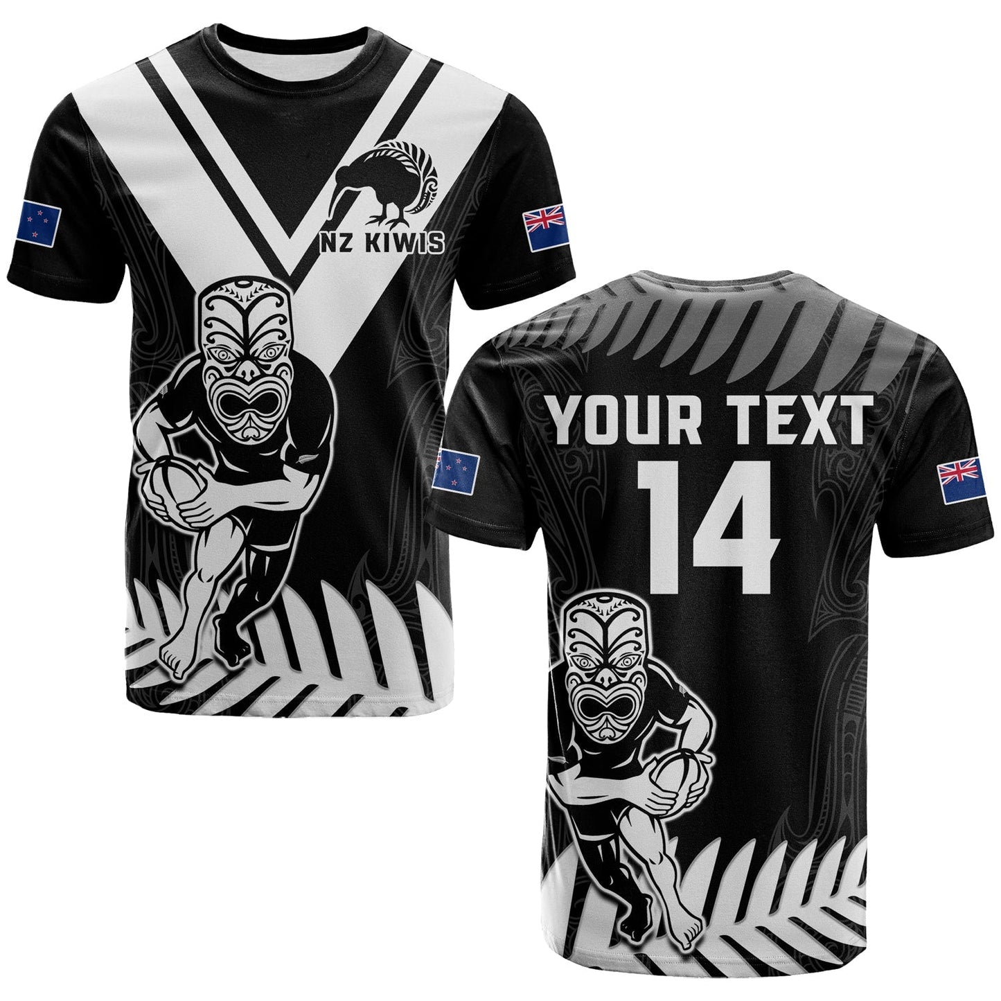 Custom Text And Number New Zealand Silver Fern Rugby T Shirt Nz Kiwi Pacific Maori Sporty