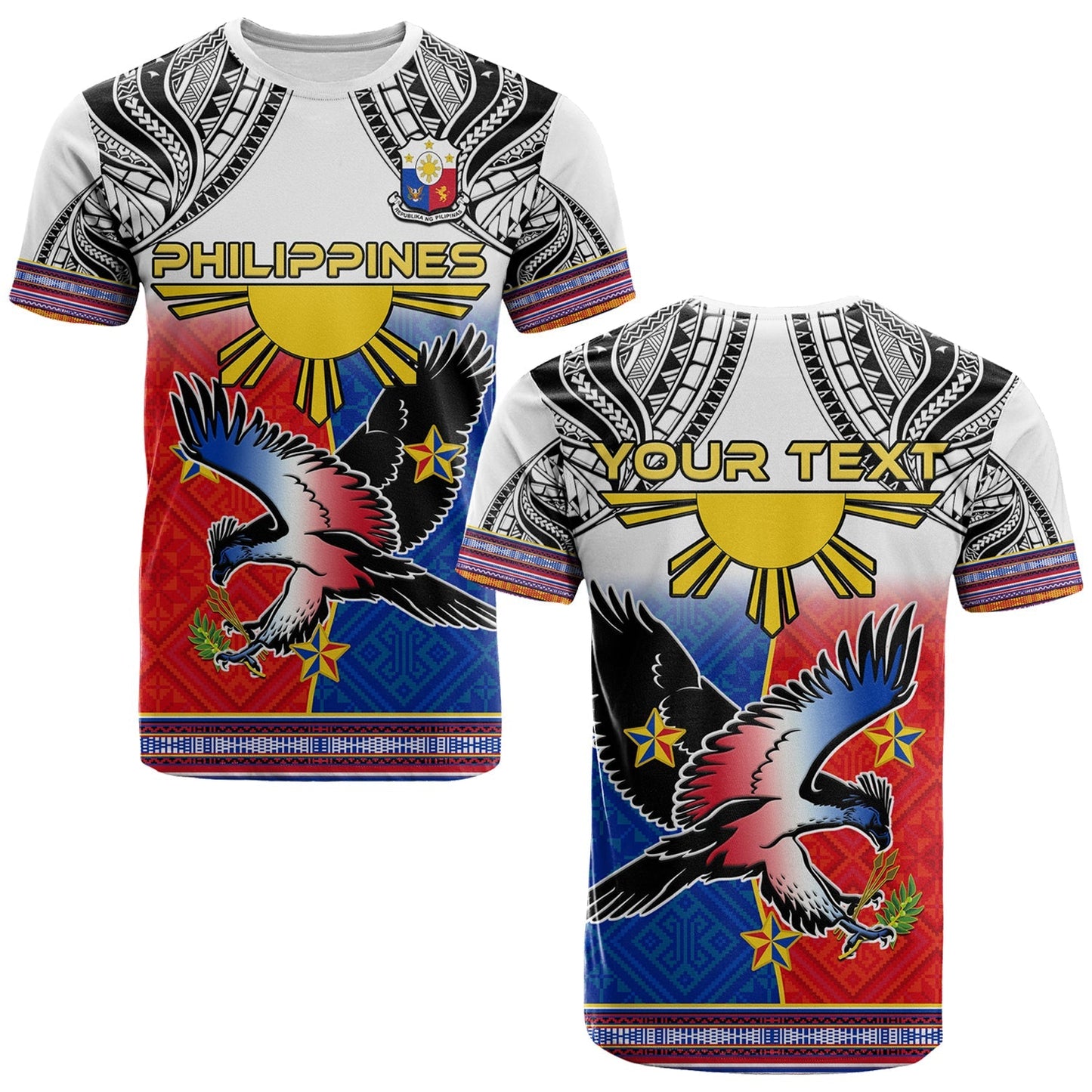 Custom Personalised Philippines T Shirt Polynesian Filipino Pattern With Eagle