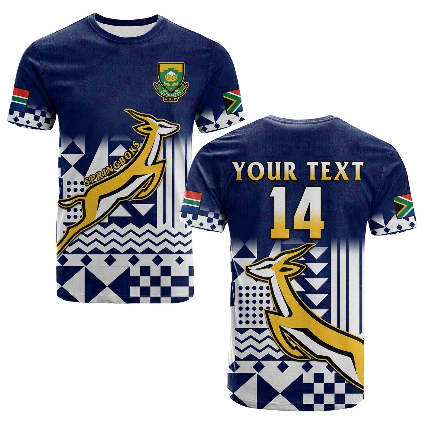 Custom South Africa Rugby T Shirt Outgoing Tour Go Springboks
