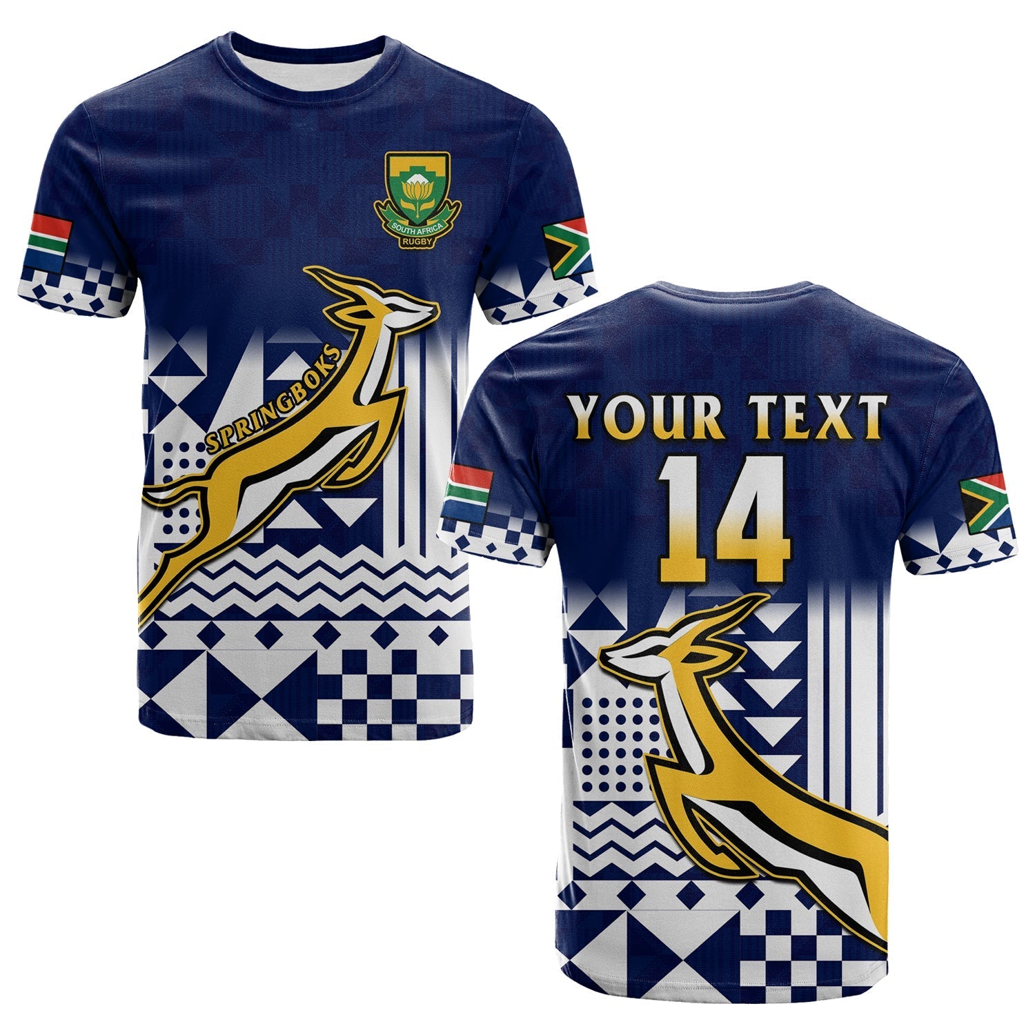 Custom South Africa Rugby T Shirt Outgoing Tour Go Springboks