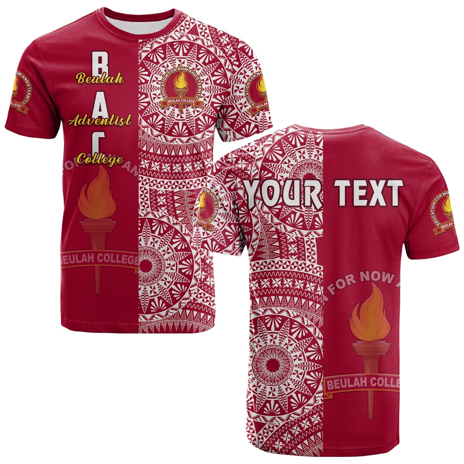 Custom Personalised Beulah Tonga College T Shirt Tongan Ngatu Pattern