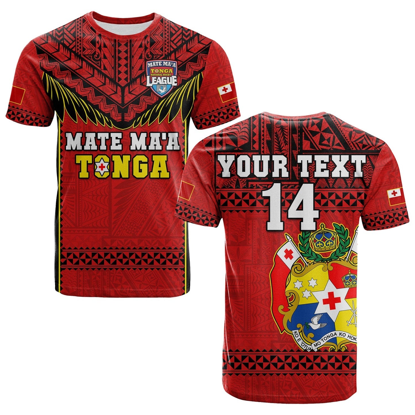 Custom Text And Number Tonga Rugby T Shirt Mate Maa Tonga Pacific Ngatu Black