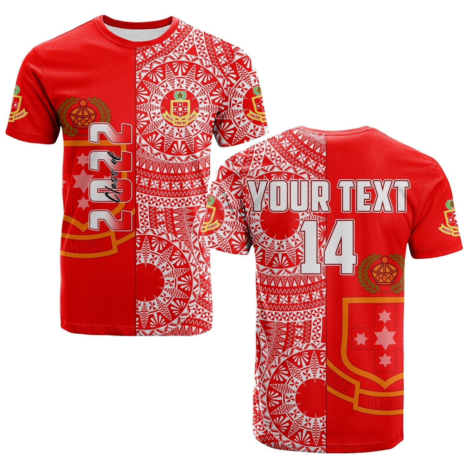 Custom Text And Number Kolisi Tonga High School T Shirt Class Of Year Tongan Ngatu Pattern