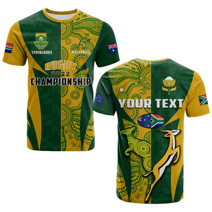 Custom Australia Rugby and South Africa Rugby T Shirt Wallabies Mix Springboks Sporty