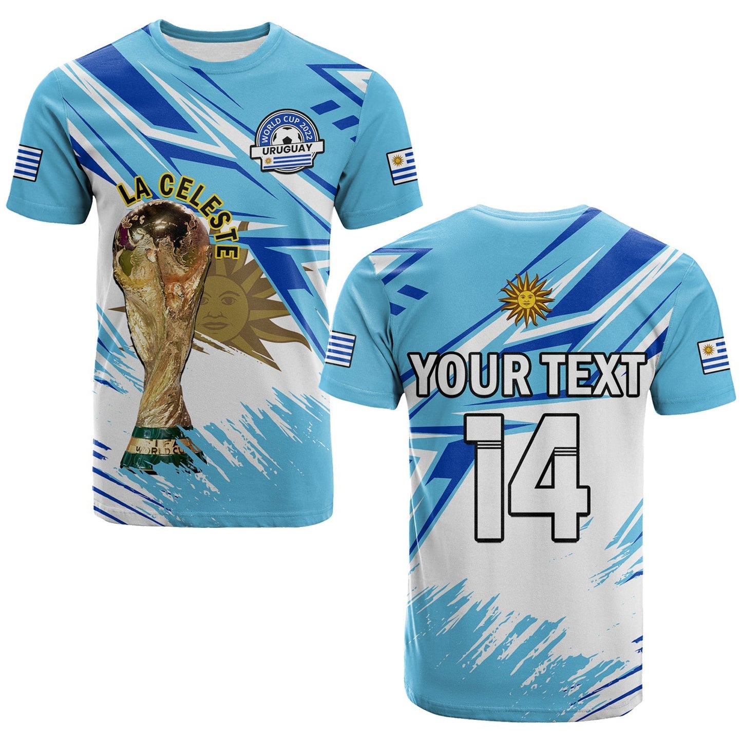 Custom Uruguay Football T Shirt La Celeste WC 2022 Sporty Style