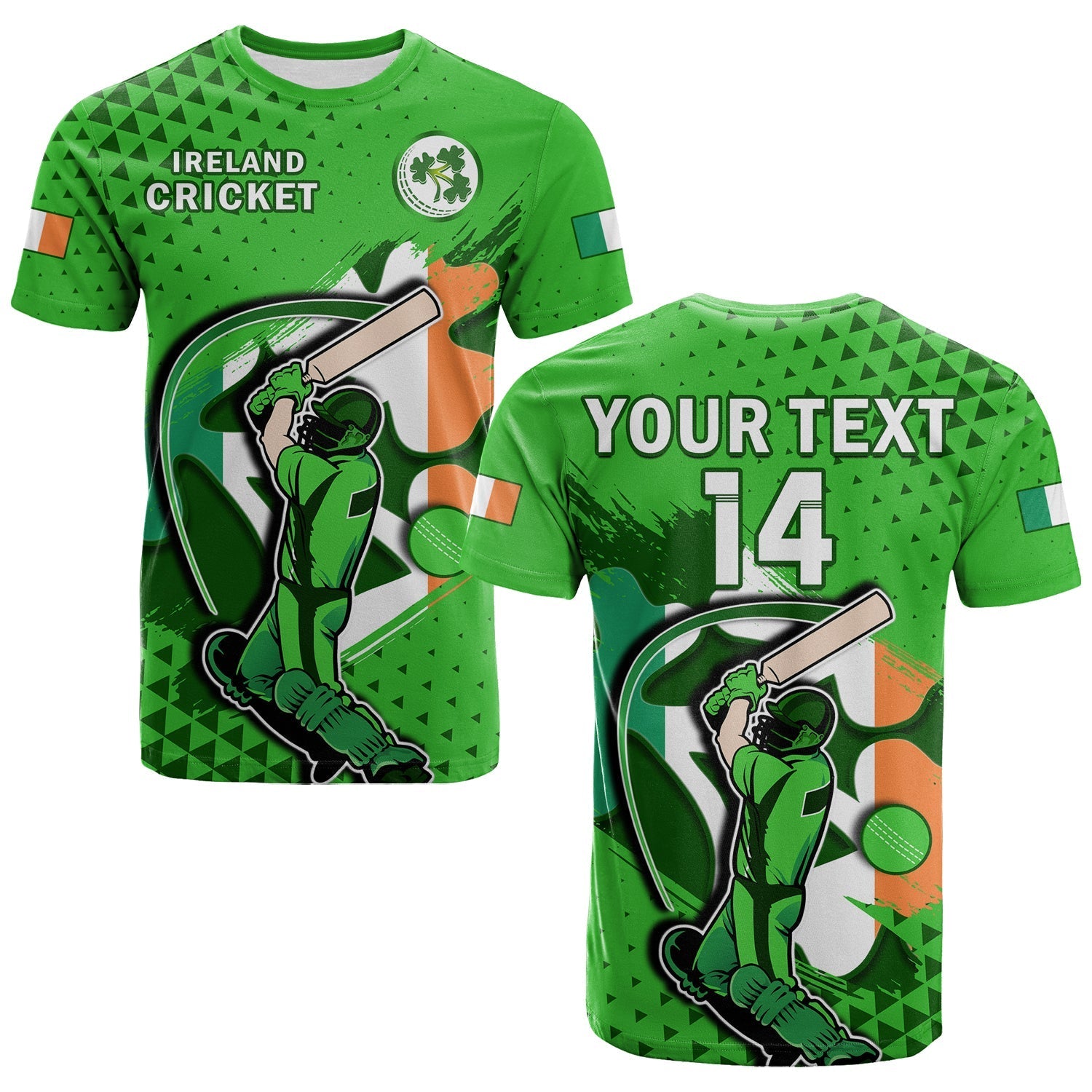 Custom Ireland Cricket T Shirt Irish Flag Shamrock Sporty Style