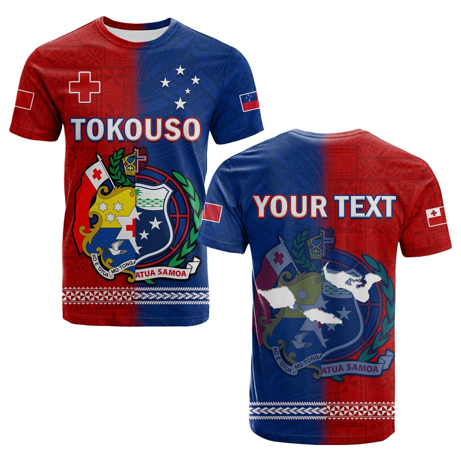 Custom Personalised Tokouso T Shirt Tonga And Samoa United We Stand Divided We Fall