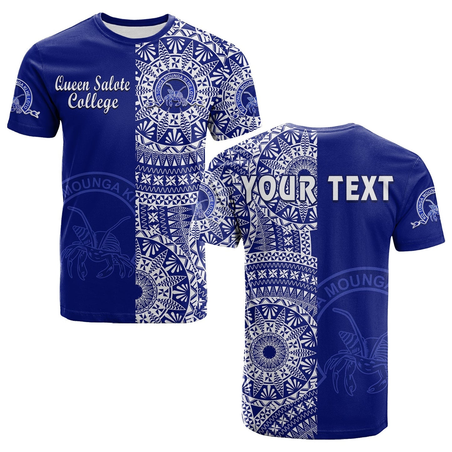 Custom Personalised Queen Salote Tonga College T Shirt Tongan Ngatu Pattern