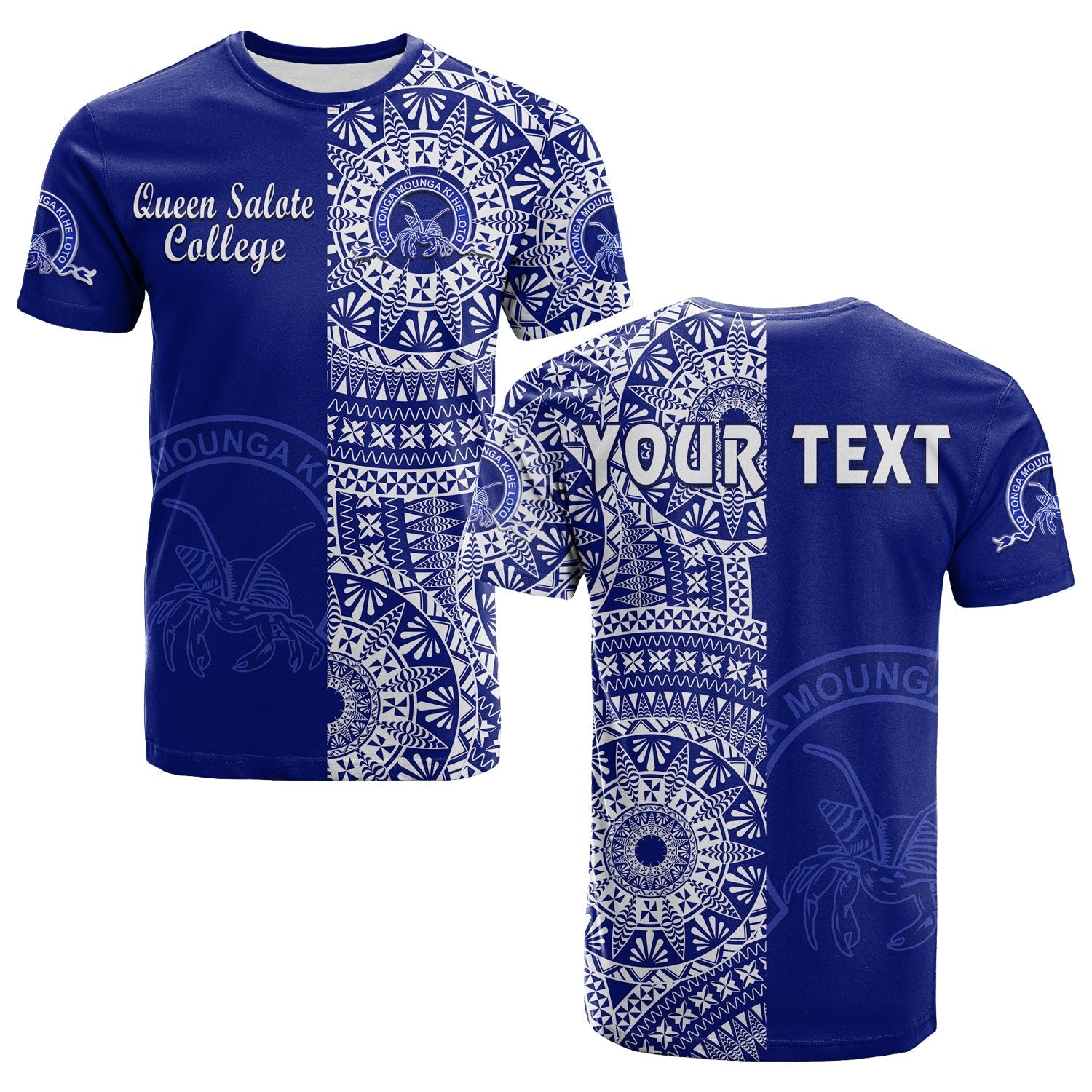Custom Personalised Queen Salote Tonga College T Shirt Tongan Ngatu Pattern