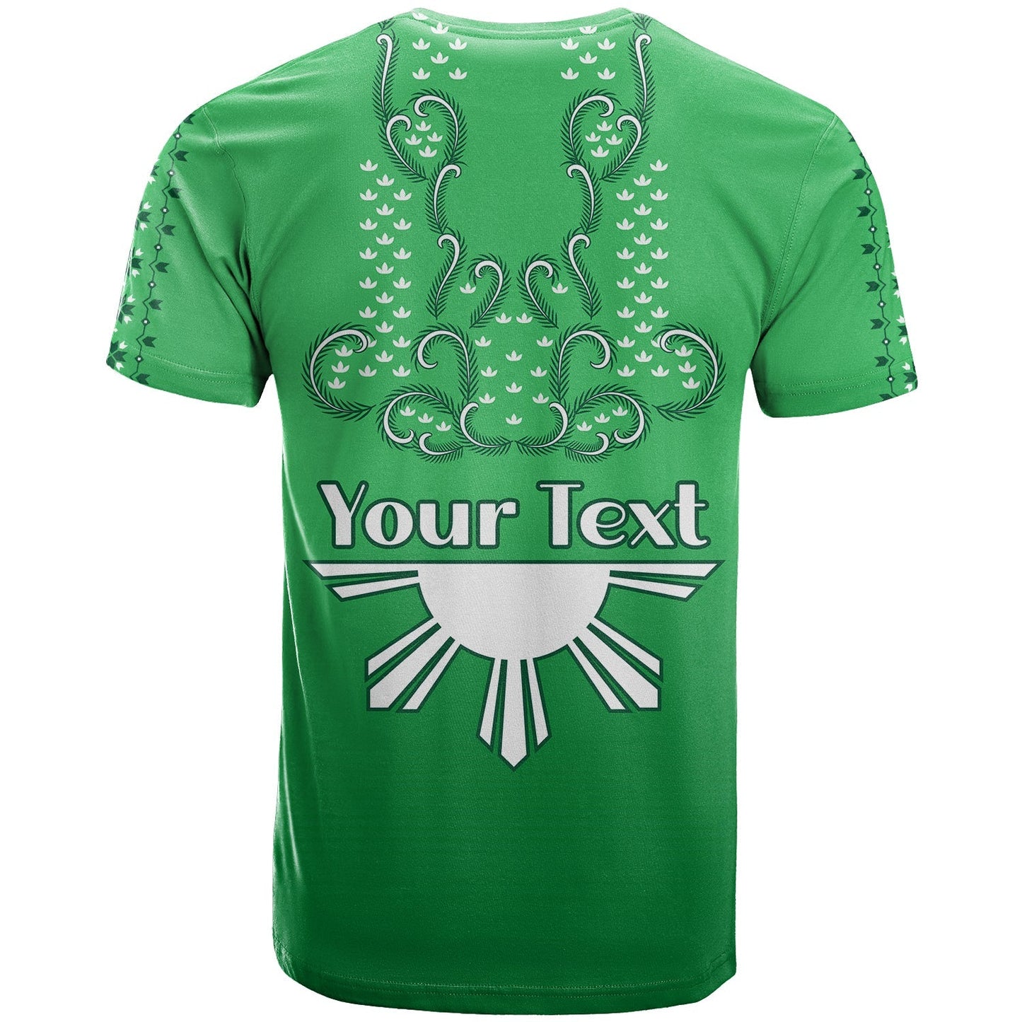 Custom Personalised Philippines T Shirt Sun Filipino Green Barong