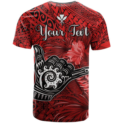 (Custom Personalised) The Shaka Hawaii T Shirt Tropical Flowers Red Version