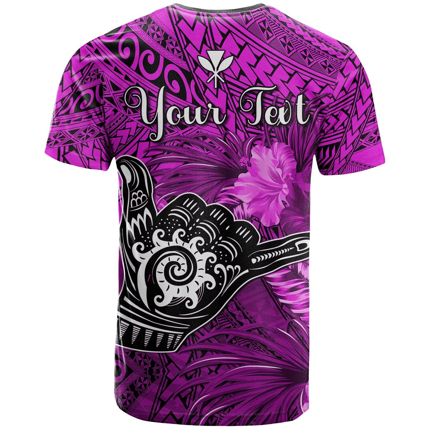 (Custom Personalised) The Shaka Hawaii T Shirt Tropical Flowers Purple Version