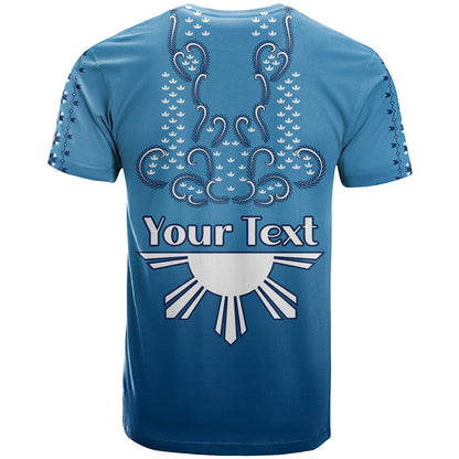 Custom Personalised Philippines T Shirt Sun Filipino Blue Barong