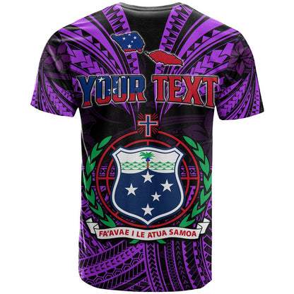 Custom Personalised Samoa Tatau T Shirt Purple Polynesian Proud Samoan