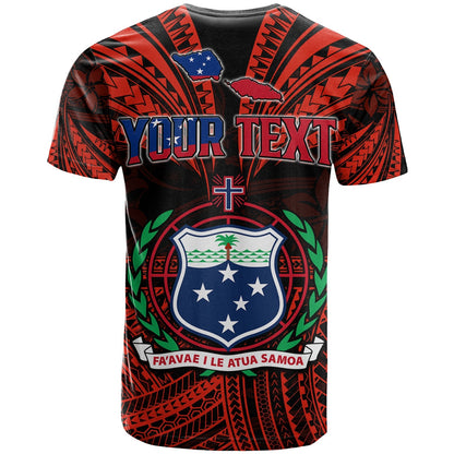 Custom Personalised Samoa Tatau T Shirt Red Polynesian Proud Samoan