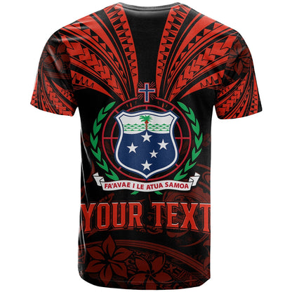 Custom Personalised Samoa Tatau T Shirt Red Polynesian Ula Nifo