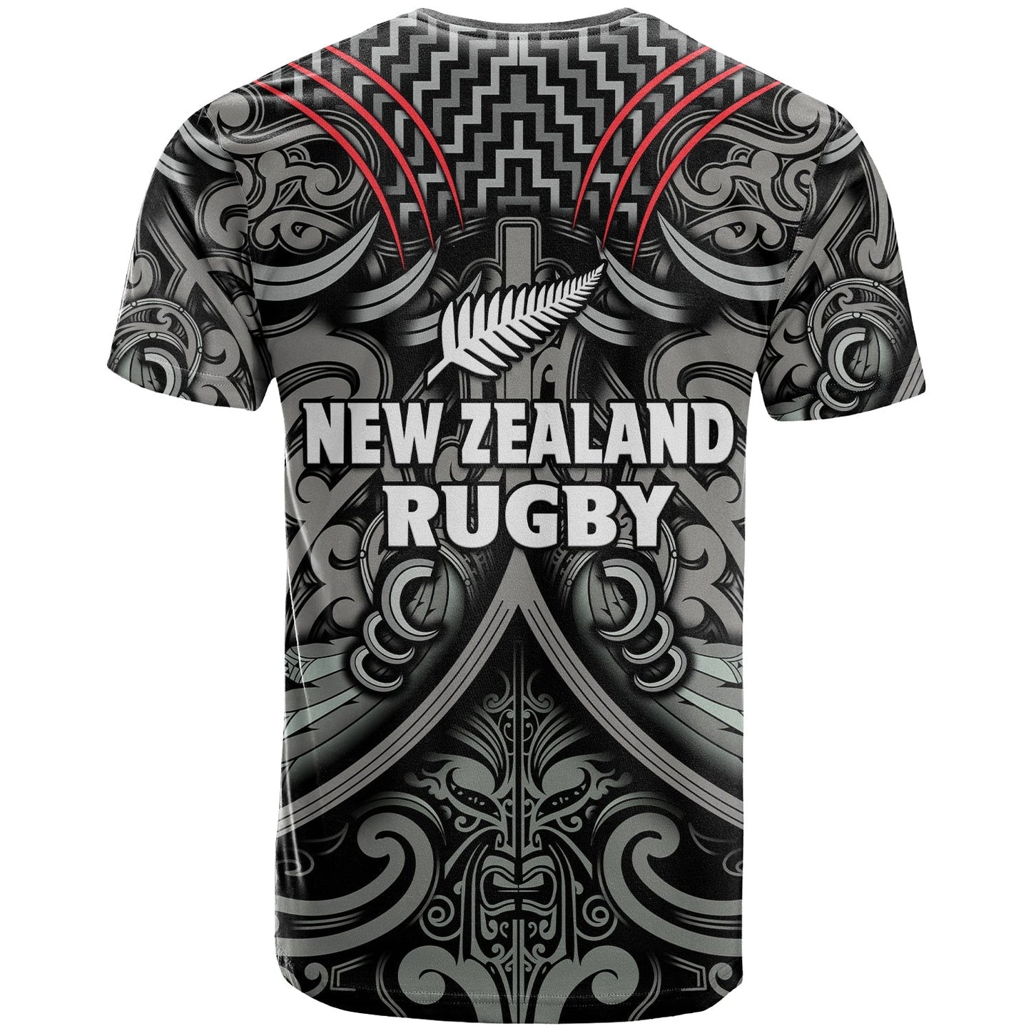 New Zealand Silver Fern Rugby T Shirt All Black Nz Maori Pattern