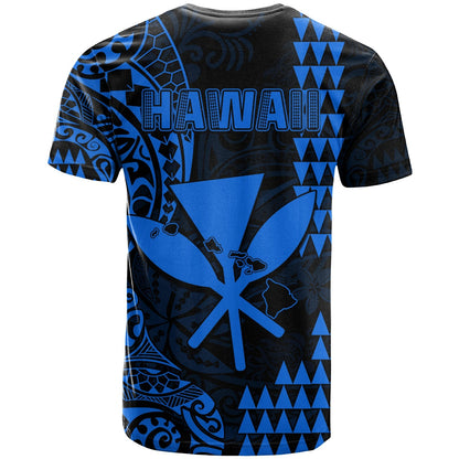 Hawaii Day Kakau T Shirt Proud To Be Hawaiian Blue King Kamehameha And Kanaka Maoli