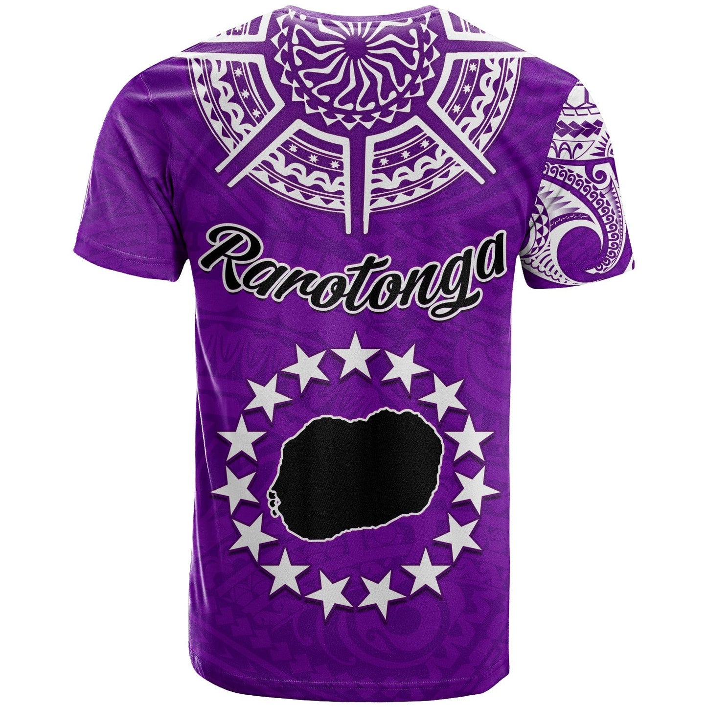Rarotonga Cook Islands T Shirt Turtle And Map Style Purple