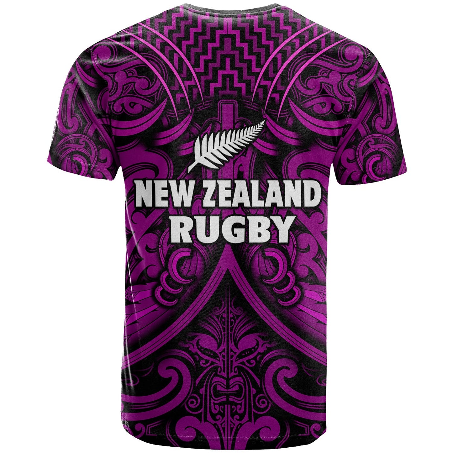 New Zealand Silver Fern Rugby T Shirt All Black Purple Nz Maori Pattern