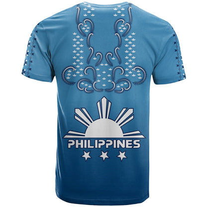 Philippines T Shirt Sun Filipino Blue Barong