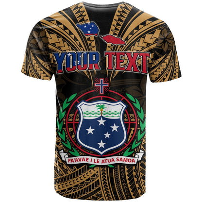 Custom Personalised Samoa Tatau T Shirt Gold Polynesian Proud Samoan